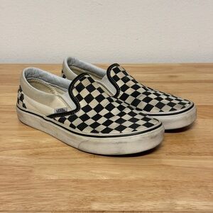 Vans Checkered Slip-On Shoes Black White Mens 5.5 Wmns 7